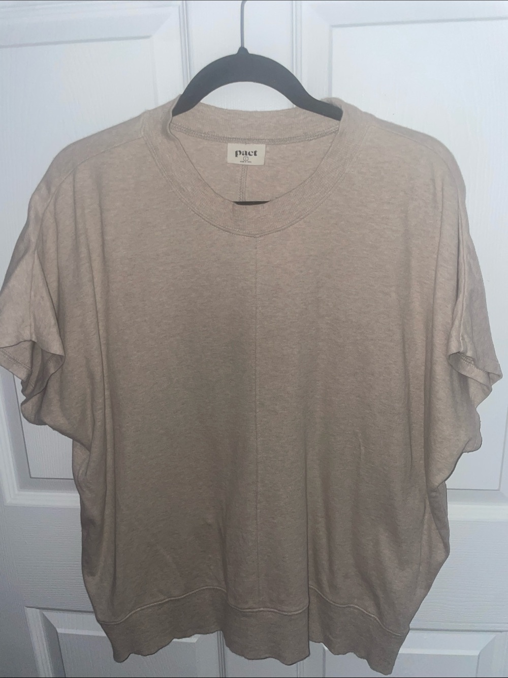 Pact Women's Beige Short Sleeve Crewneck Tee